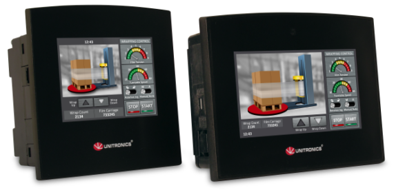 (4.3" colortouch screen) 10 digital inputs, 2 analog/digital inputs, 2 TC inputs, 8 relay outputs, 2 analog outputs, 24VDC